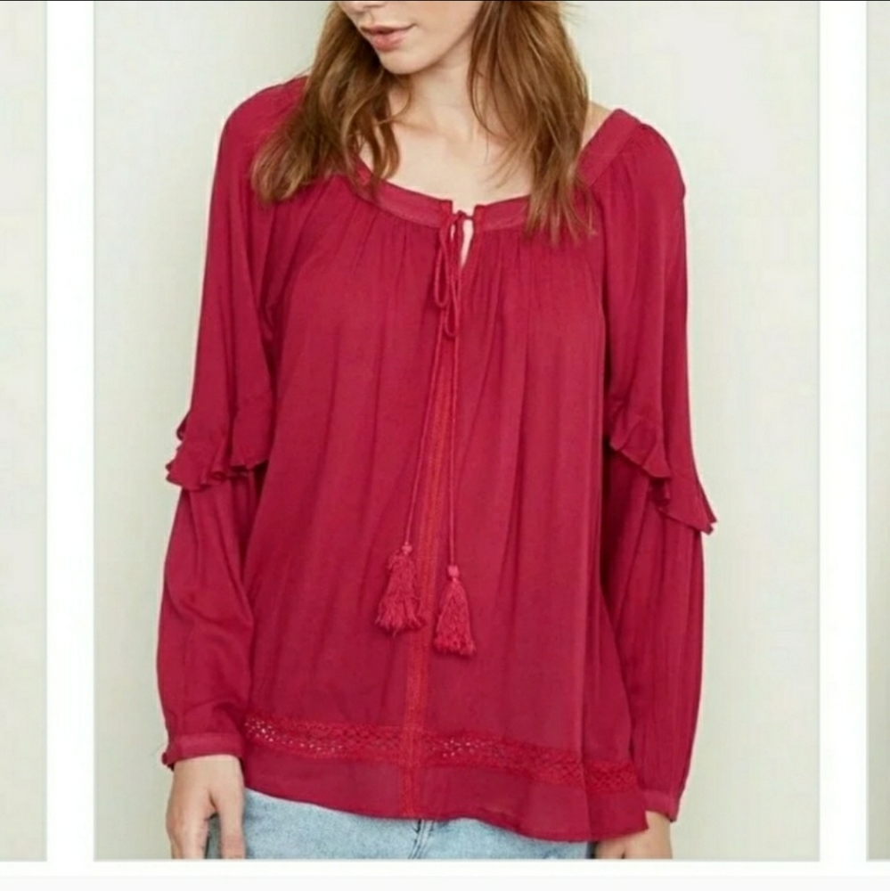 NEW Ruffled Peasant Bohemian Blouse